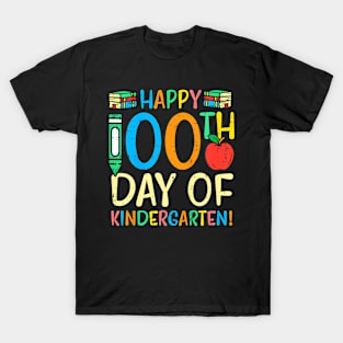 Happy 100Th Day Kindergarten Apple 100 Days School Teacher T-Shirt